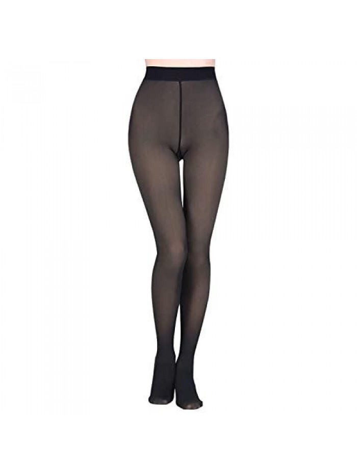 Warm Fleece Lined Sheer Thick Tights, Thermal Translucent Pantyhose, Winter Stretchy High Waist Slim Leggings 