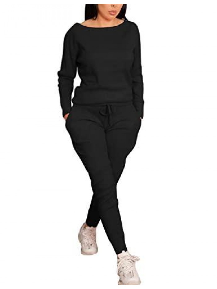 Workout 2 Piece Tracksuit Outfits Long Sleeve Tops Track Sweat Suits Jogger Pants Sets Sweatsuit 