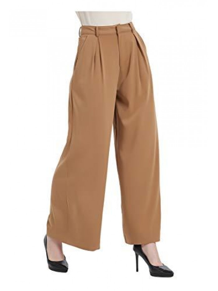 Women High Waist Casual Wide Leg Long Palazzo Pants Trousers Regular Size 