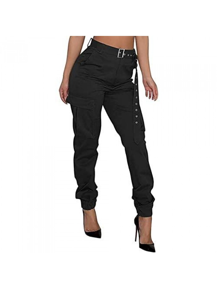 High Waisted Cargo Military Pants with Pockets Outdoors Casual Loose Combat Twill Work Pant Sweatpants Plus Size 