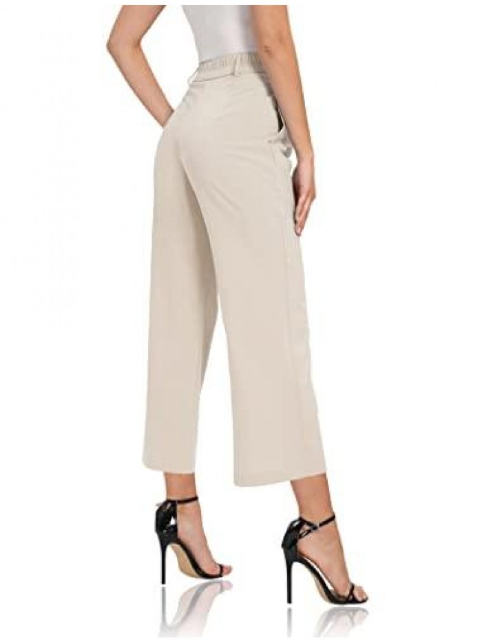 Women High Waist Casual Wide Leg Long Palazzo Pants Trousers Comfy Work Pants 