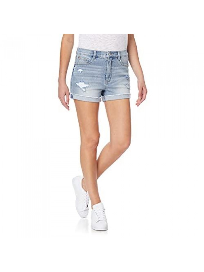 Women's Juniors Instavintage Fearless Curvy Super High-Rise Denim Shorty Shorts 