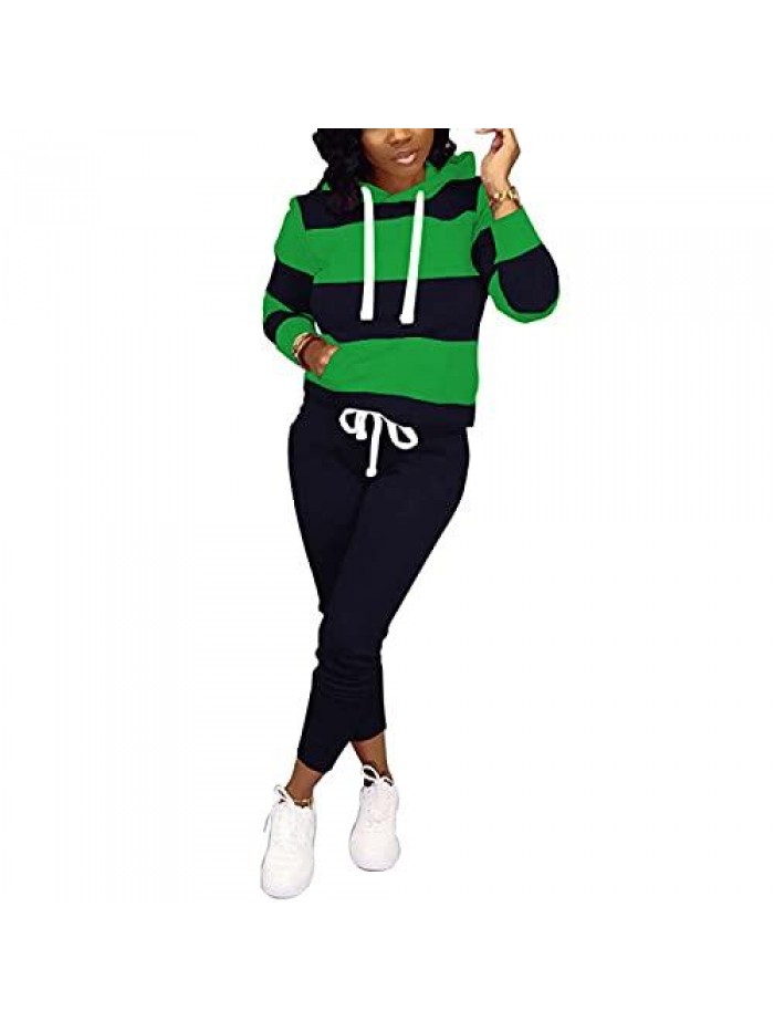 Two Piece Outfits for Women - Hoodie 2 Piece Jogging Suits with Pockets 