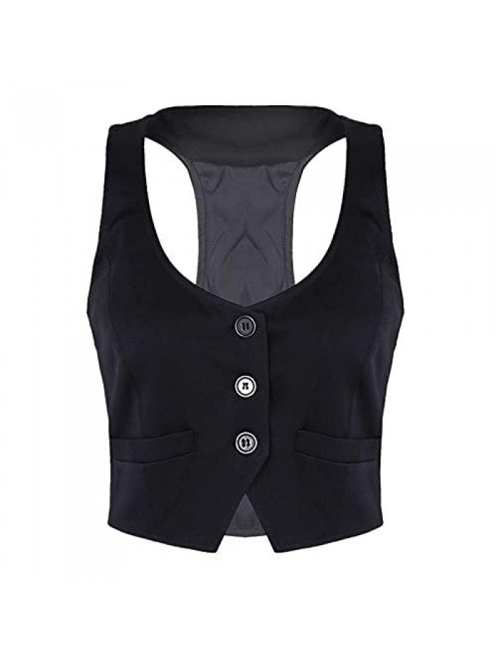 Sexy Dressy Vest Slim Fit Button Halter V-Neck Tuxedo Suit Waistcoats Versatile Racerback Vintage Streetwear 