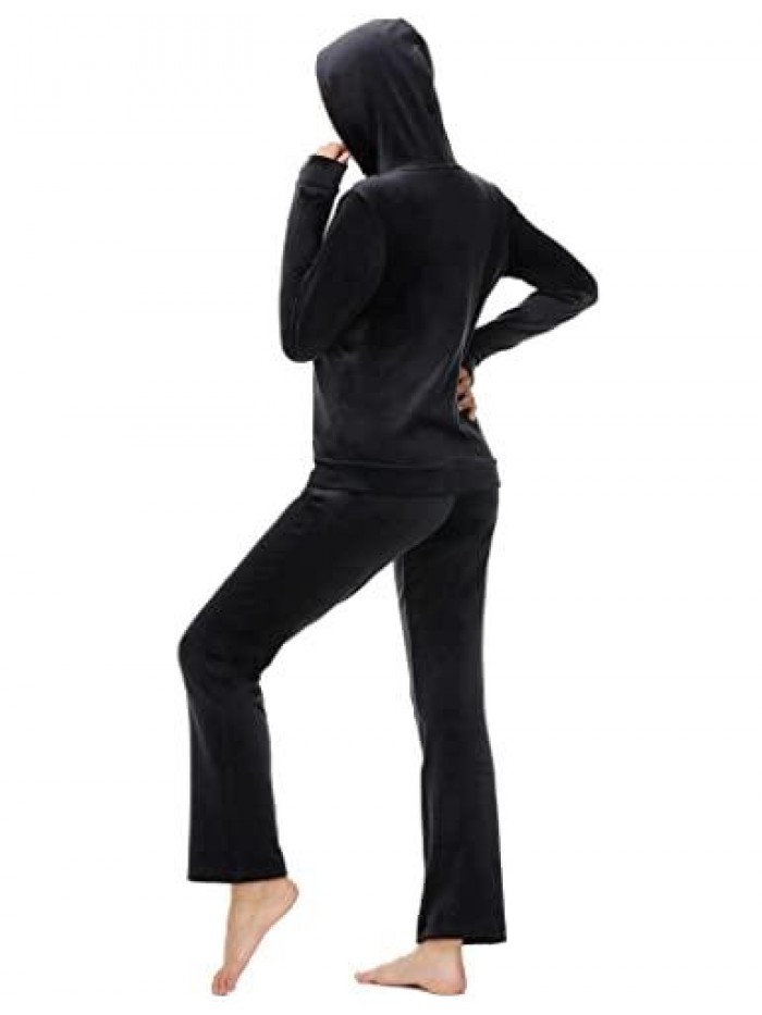 Matrix Women's Velour Tracksuits 2 Pieces Velvet Sweatsuits Long Sleeve Full Zip Outfits Hoodie Sweatpants Sets 