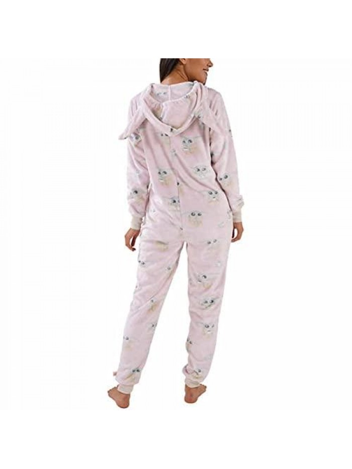 Munki Ladies' Plush One-Piece Hooded Pajama 