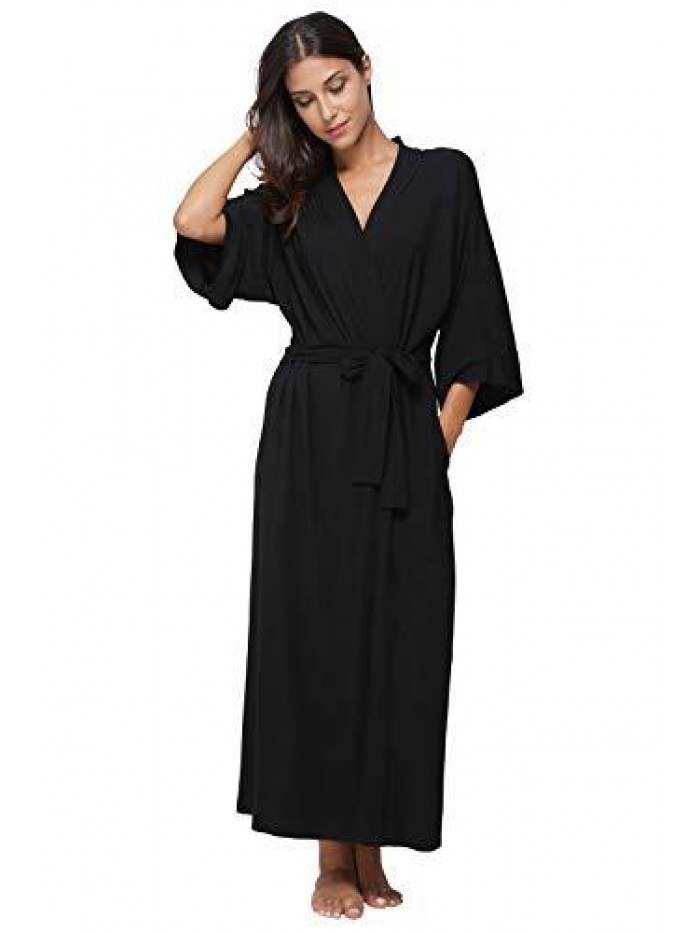 Soft Robes Long Bath Robes Full Length Kimonos Sleepwear Dressing Gown,Solid Color 