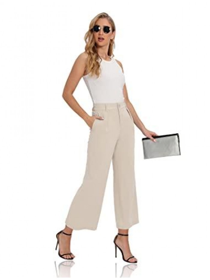 Women High Waist Casual Wide Leg Long Palazzo Pants Trousers Comfy Work Pants 