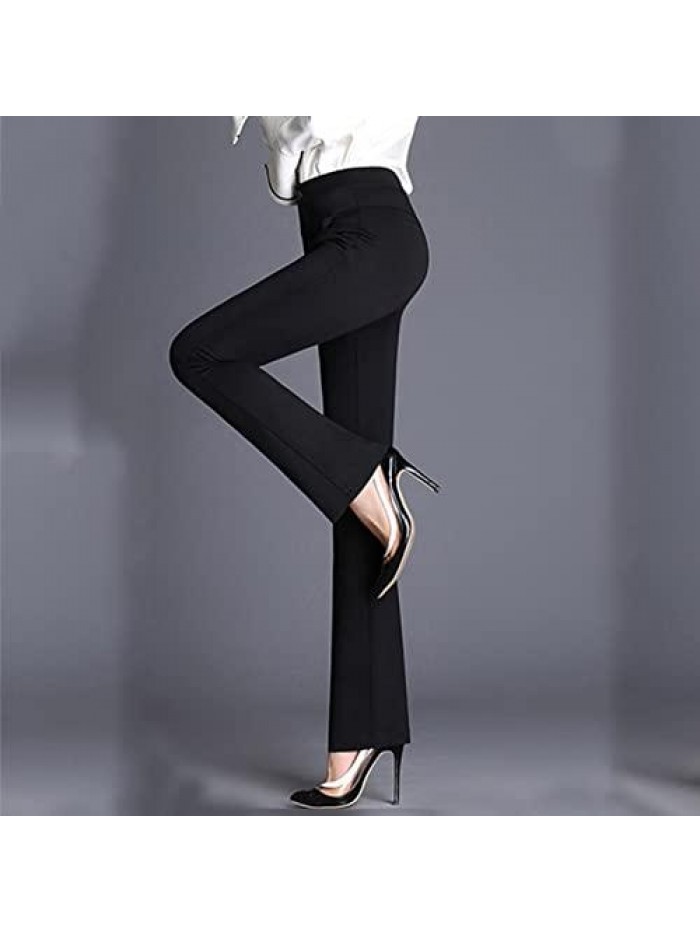 Women's Dress Pants Stretchy Work Slacks Business Casual Straight Leg Solid Trousers Petite Regular with Pockets 