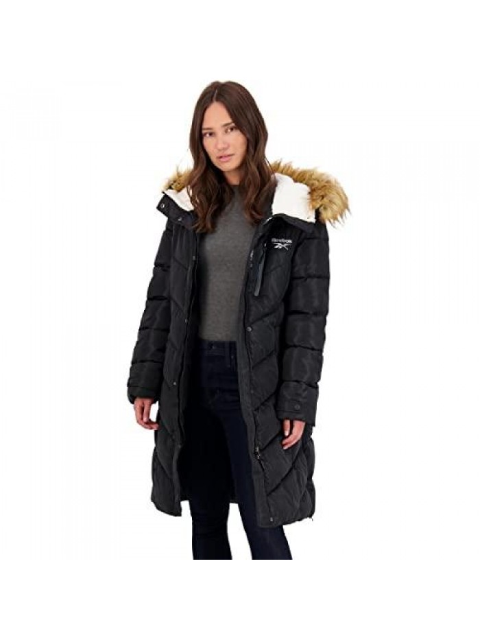 Long Puffer Coat for Women-Insulated Winter Coat with Sherpa Lined Hood 