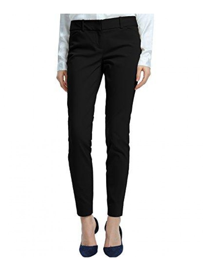 Women's Straight Pants Stretch Slim Skinny Solid Trousers Casual Business Office 