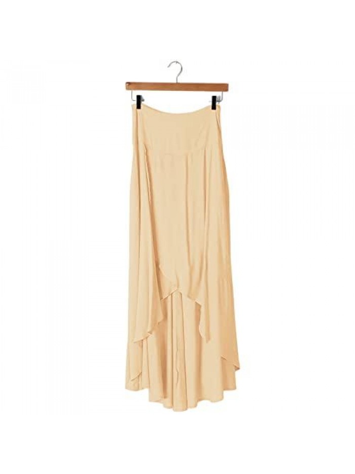 High Low Maxi Skirts Asymmetrical Elastic High Waist Long Draped Tulip Hem Skirt 