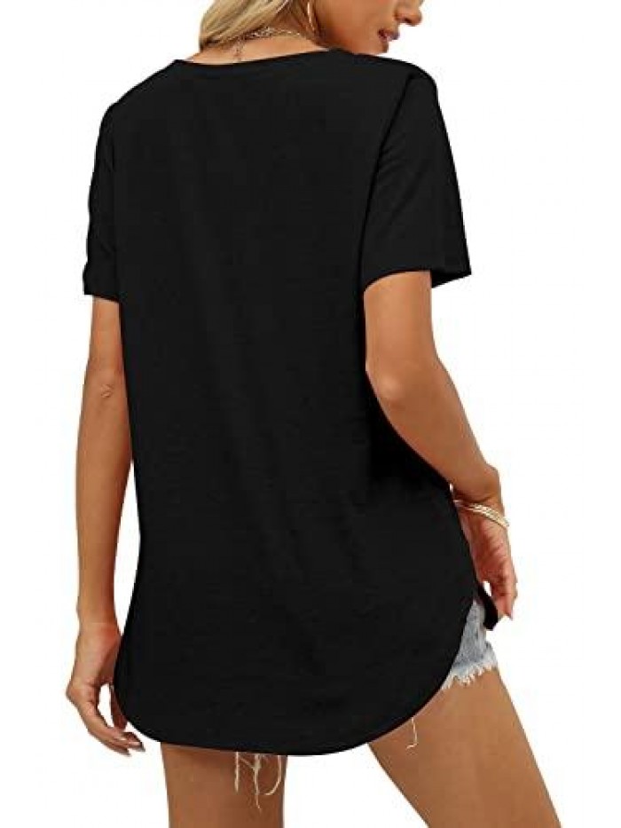 Tshirts for Women Crewneck Short Sleeve Summer Tops Loose Fit 