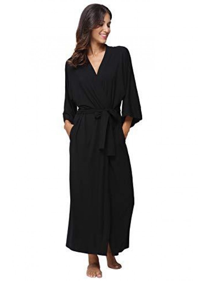 Soft Robes Long Bath Robes Full Length Kimonos Sleepwear Dressing Gown,Solid Color 