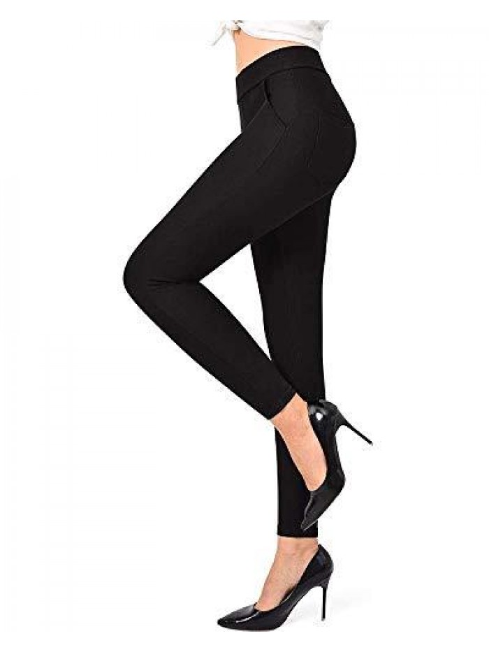 Dress Pants for Women Business Casual Stretch Pull On Work Office Dressy Leggings Skinny Trousers with Pockets 