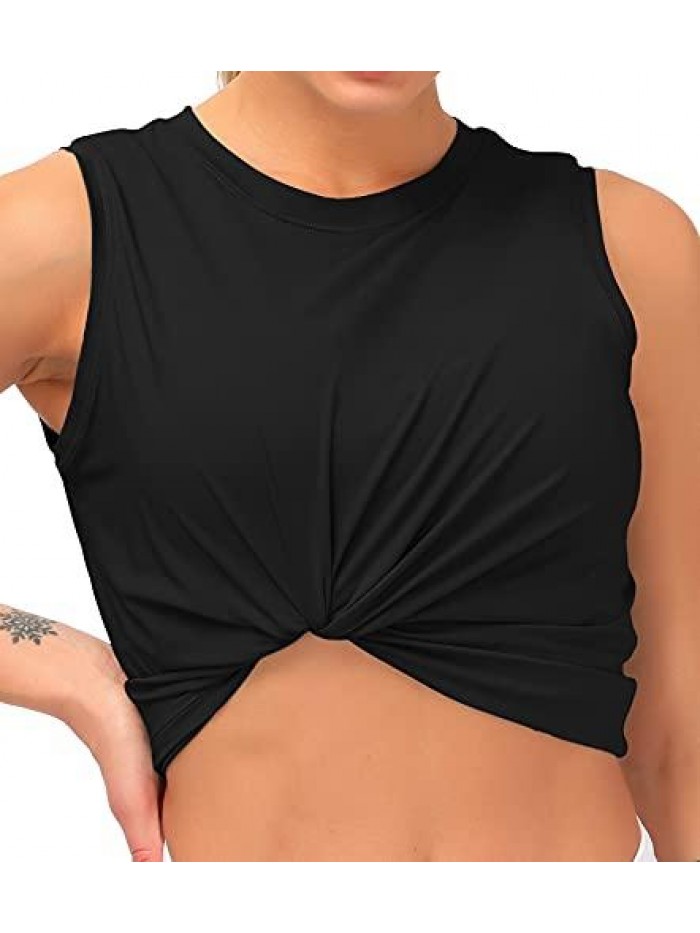 Fit Women Sleeveless Yoga Tops Workout Cool T-Shirt Running Short Tank Crop Tops 