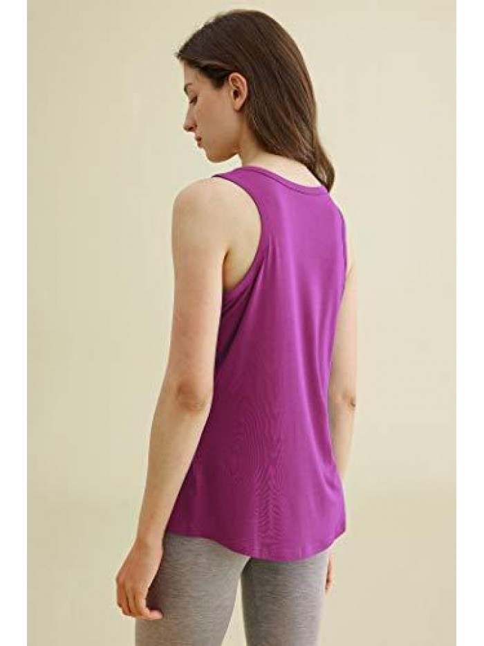 Women's Bamboo Viscose Sleep Tank Top Sleeveless Pajamas Shirt 