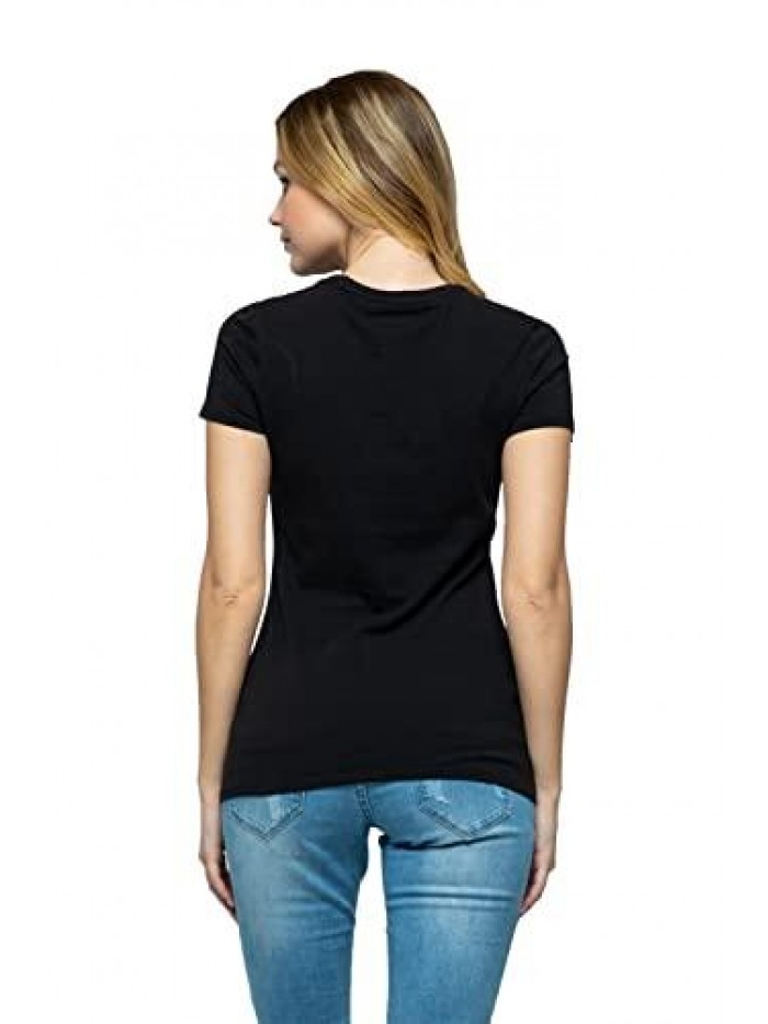 Basic Solid Active Soft Cotton Short Sleeve Crew Neck & V Neck Slim Fitted Top T-Shirts 