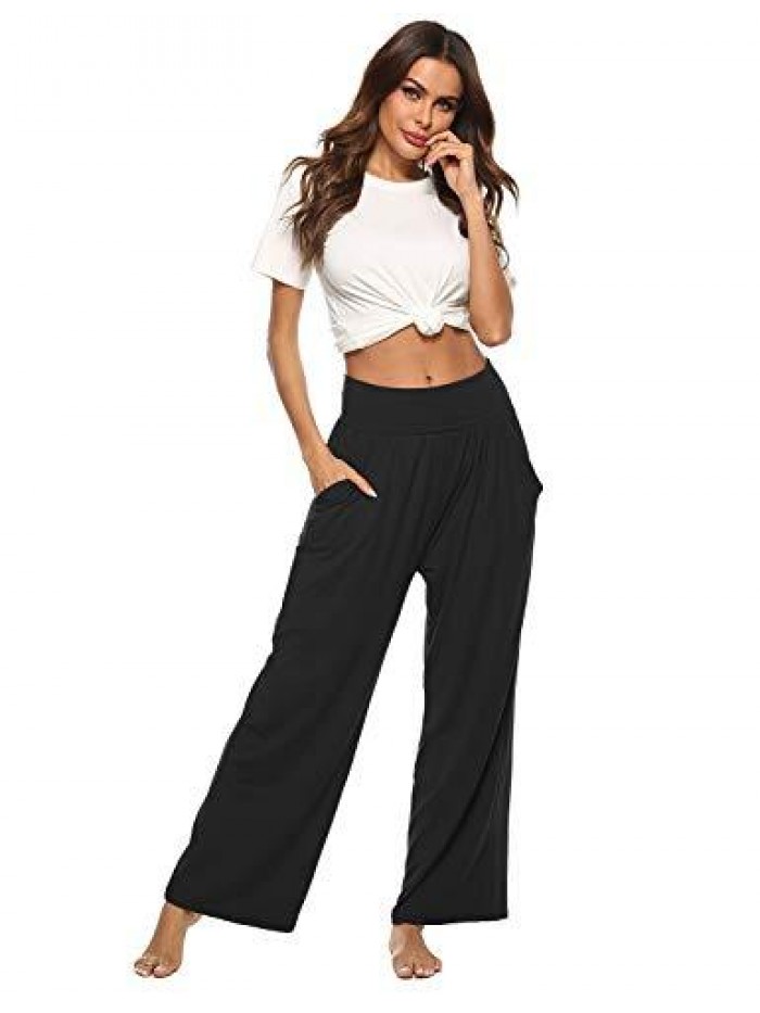 Womens Yoga Sweatpants Comfy Loose Casual Wide Leg Lounge Joggers Pants with Pockets 