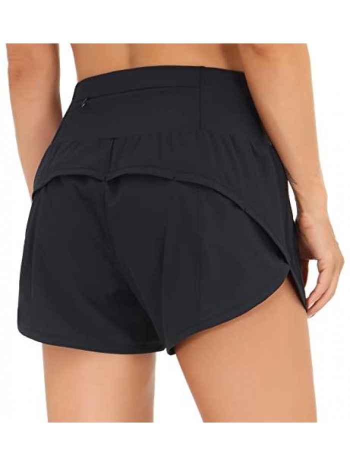 Fit Running Shorts for Women High Waisted Workout Shorts with Zipper Pockets Athletic Sweat Yoga Shorts 