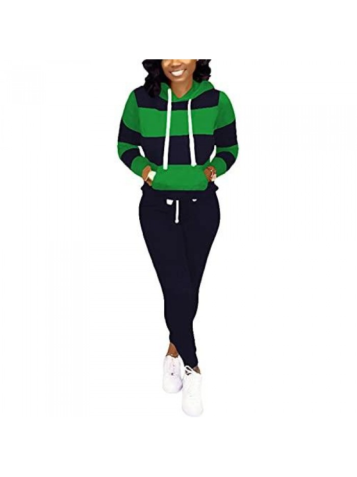 Two Piece Outfits for Women - Hoodie 2 Piece Jogging Suits with Pockets 