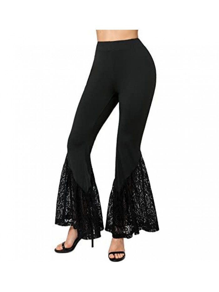 Bottom Pants for Women - High Waisted Flare Leggings Wide Leg Bootcut Yoga Pants  