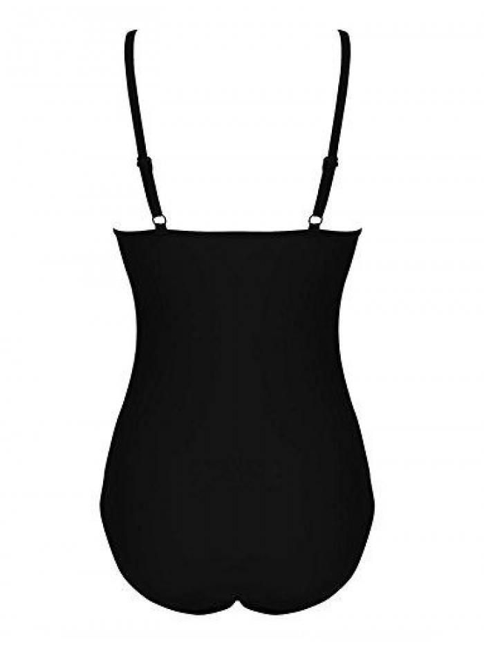 Womens One Piece Swimsuit Elegant Inspired Vintage Pin up Monokinis Tummy Control Swimwear Shirred Bathing Suits 