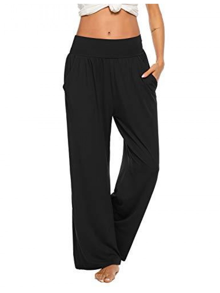 Womens Yoga Sweatpants Comfy Loose Casual Wide Leg Lounge Joggers Pants with Pockets 