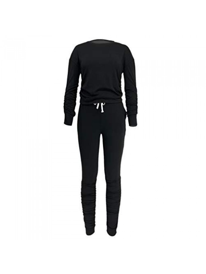 Two Pieces Outfits for Women Jogger Sets Sweatsuit Long Sleeve Tights Long Pants Sport Suits Tracksuits With Pocket 