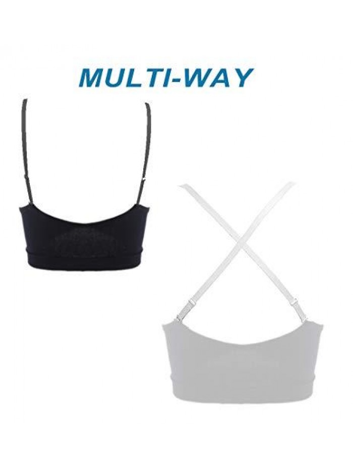 4 Pieces V Neck Padded Bralette Cami Bra Wireless Tank Top Bra Sports Bra with Adjustable Straps 