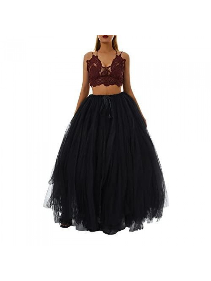 Tulle Tutu Long Skirts Wedding Party Cocktail Prom Mesh Maxi Dress Bandage Detachable Skirt 