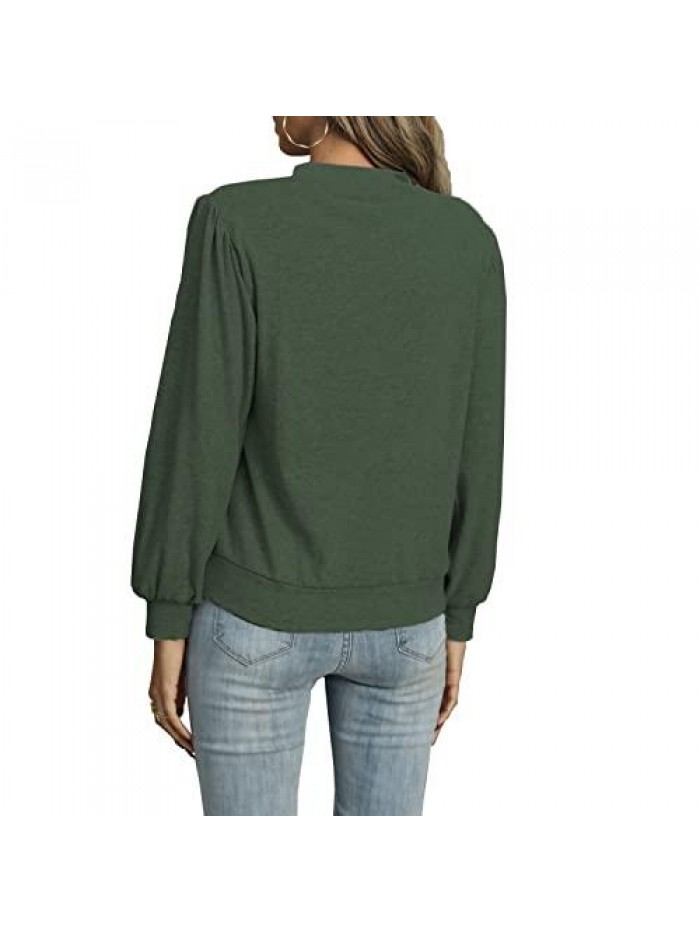 Women Comfy T Shirt Puff Long Sleeve Casual Pullover Tunic Tops 