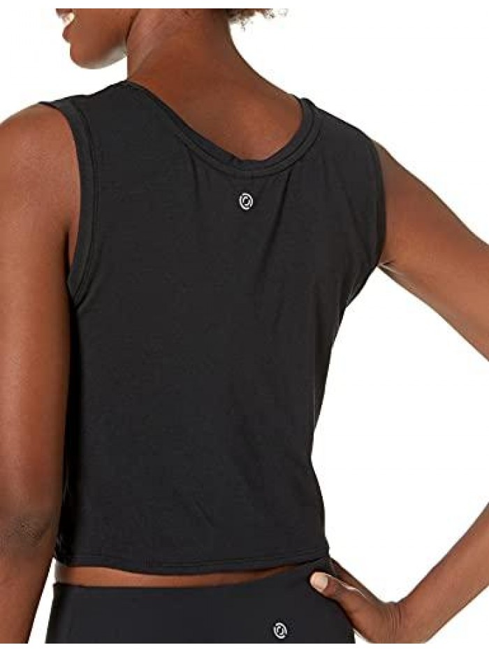 10 Women's Soft Pima Cotton Knot Front Cropped Yoga Tank 