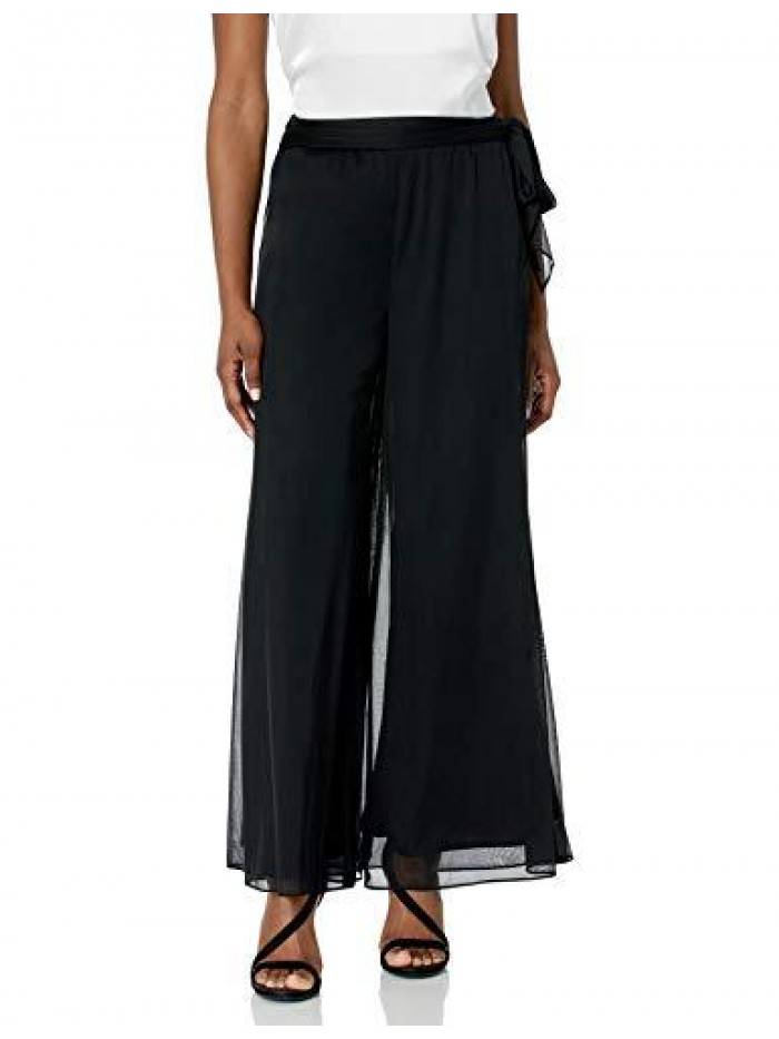 Evenings Women's Wide Leg Chiffon Dress Pant (Petite Regular Plus Sizes) 