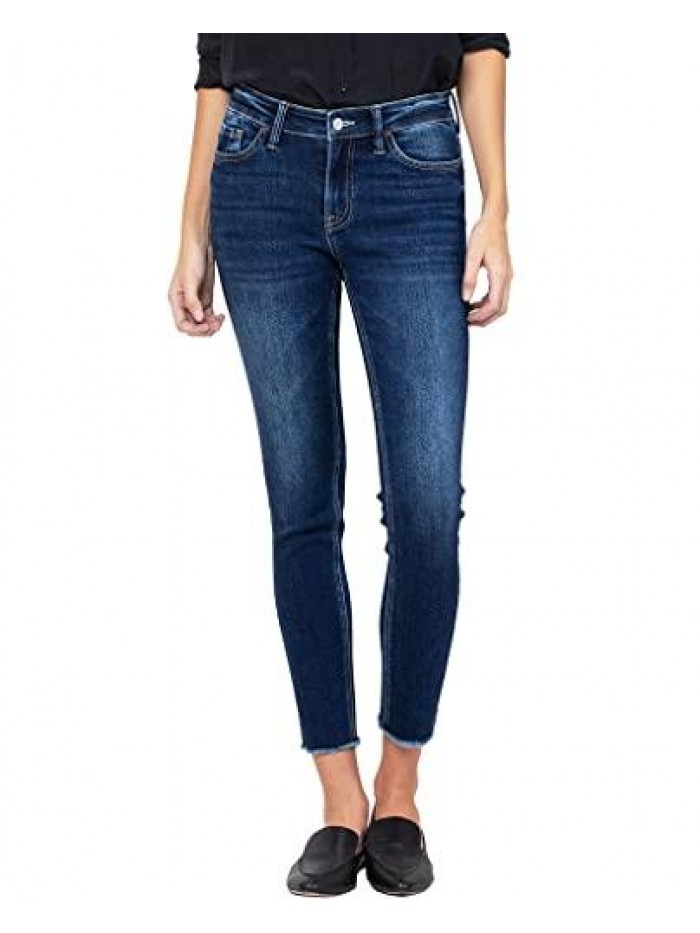 by Flying Monkey Whisker and Fading Wash Mid-Rise Dark Blue Stretch Skinny Jeans 