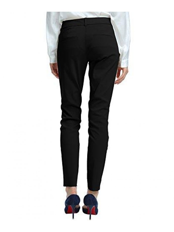 Women's Straight Pants Stretch Slim Skinny Solid Trousers Casual Business Office 