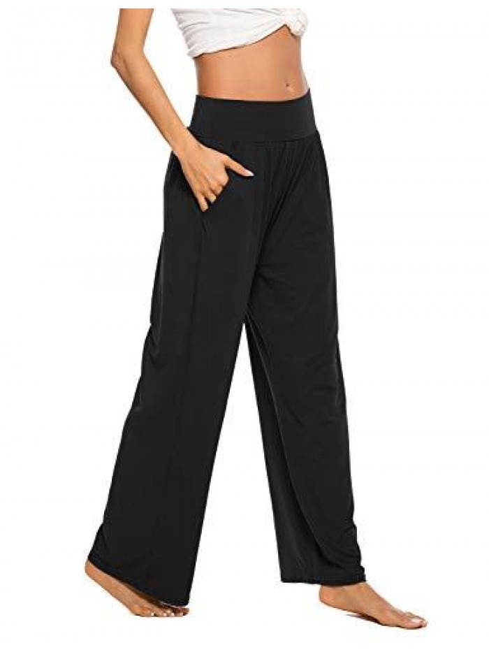 Womens Yoga Sweatpants Comfy Loose Casual Wide Leg Lounge Joggers Pants with Pockets 