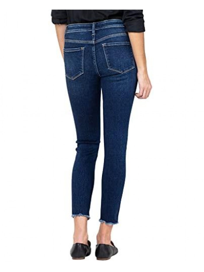 by Flying Monkey Whisker and Fading Wash Mid-Rise Dark Blue Stretch Skinny Jeans 