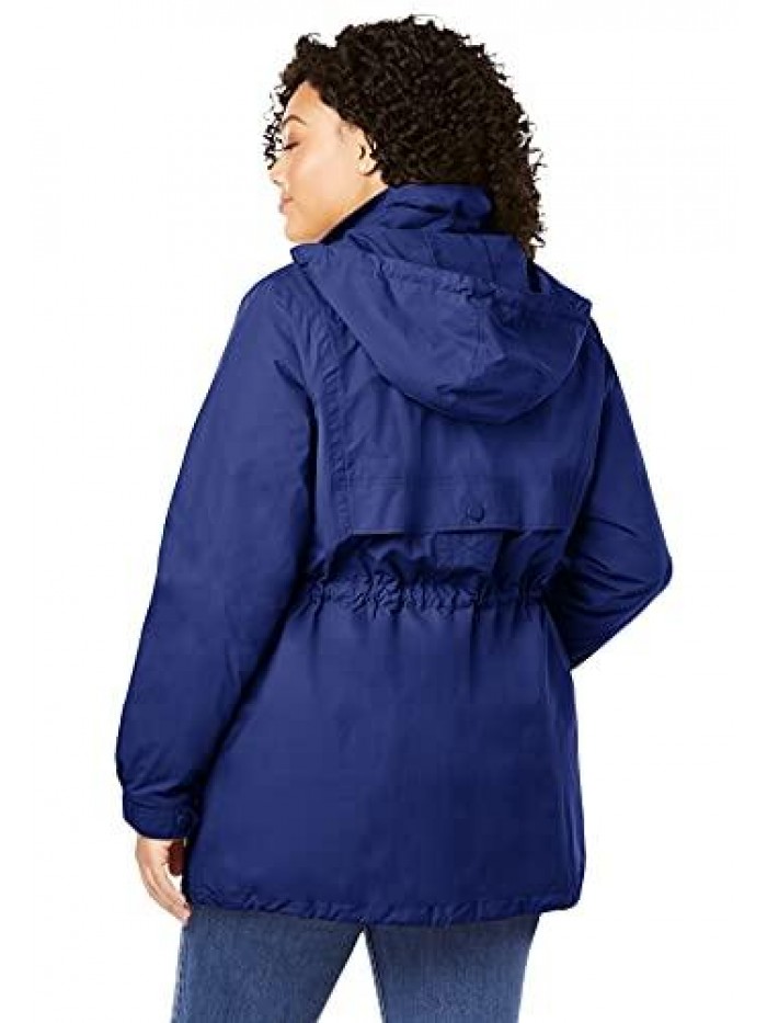 Within Women's Plus Size Fleece-Lined Taslon Anorak Rain Jacket 