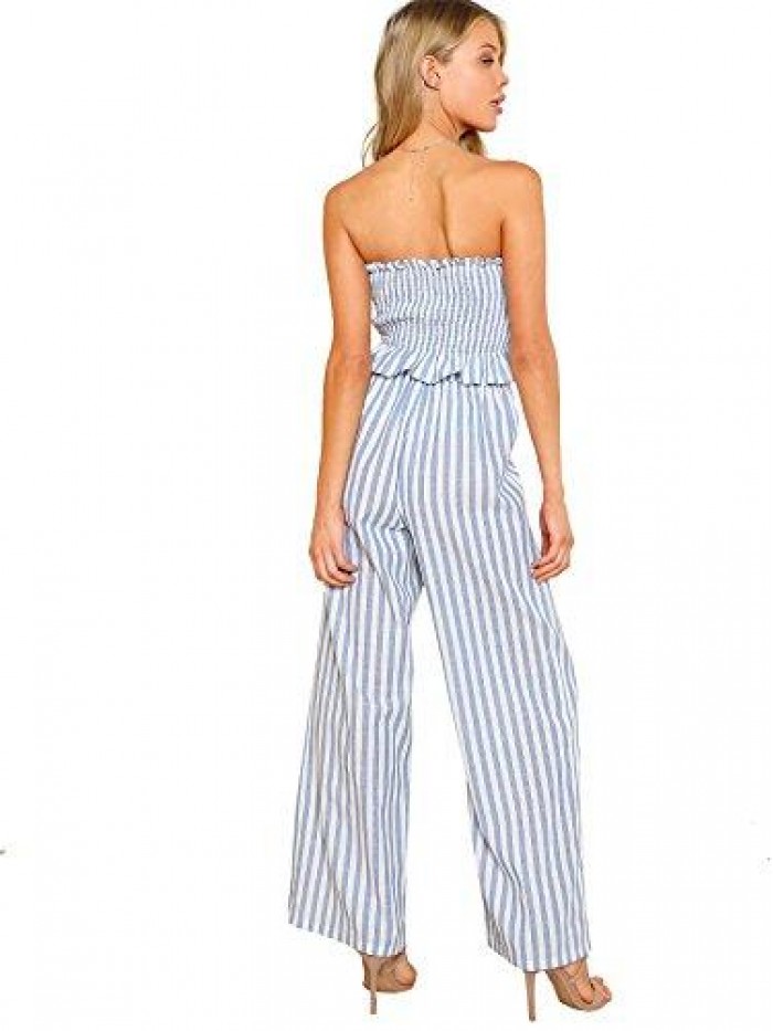 Women's Summer 2 Piece Outfits Strapless Tube Top and Pants Sets 