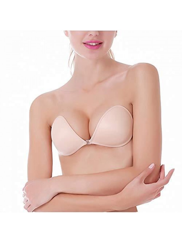 Push up Strapless Self Adhesive Plunge Bra Invisible Backless Sticky Bras 