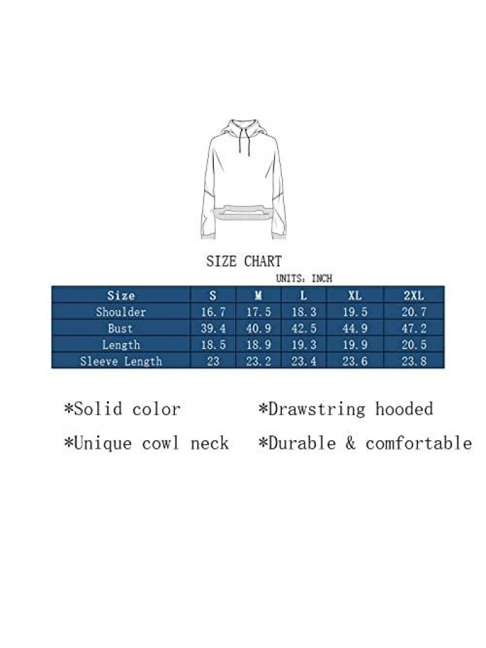 Crop Top Hoodie Workout Long Sleeve Casual Cute Pullover Cropped Sweatshirt Loose Solid Drawstring Top 