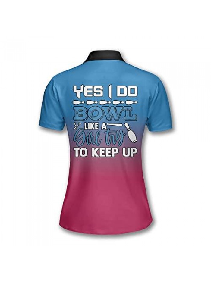 Custom Bowling Shirts for Women- Short-Sleeve Bowling Shirts for Girls- Personalized Bowling Jerseys 