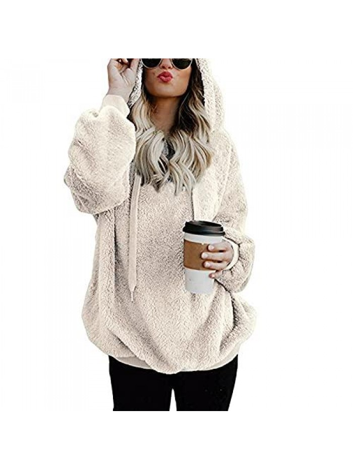 Women's Fashion Hoodies & Sweatshirts, Hoodies Plain Winter Pullover Drawstring Long Sleeve Warm Zip Up Soft Comfy 