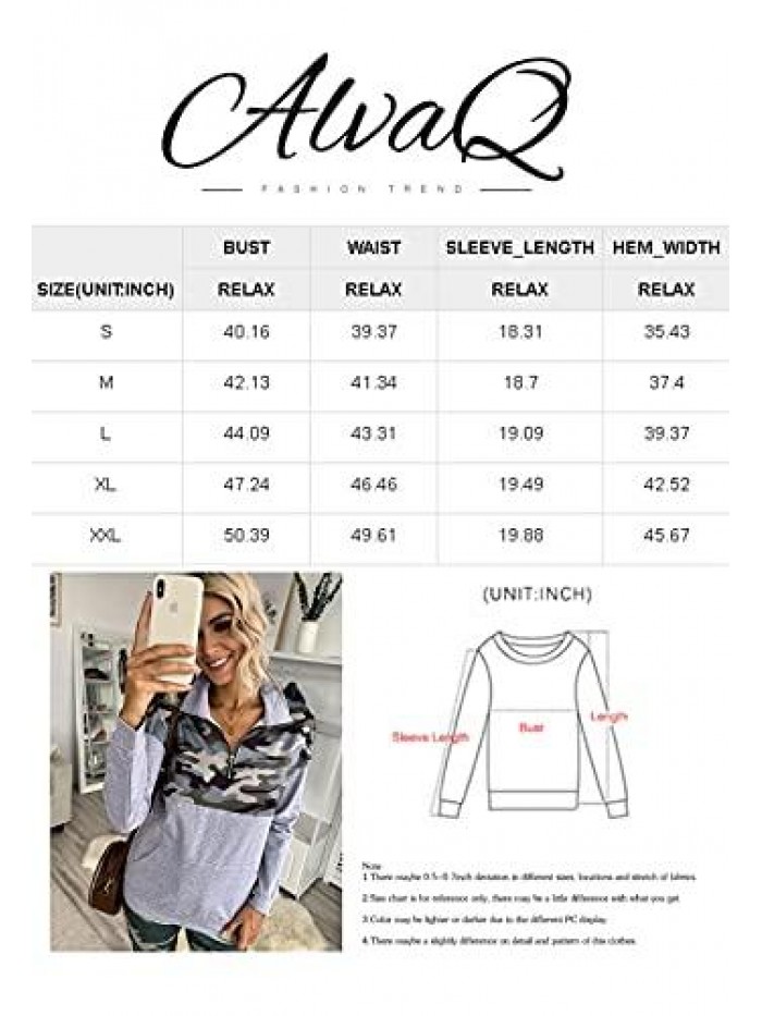 Women Sweatshirt Casual Long Sleeve Quarter Zip Color Block Pullover Tunic Tops With Pockets(S-XXL) 