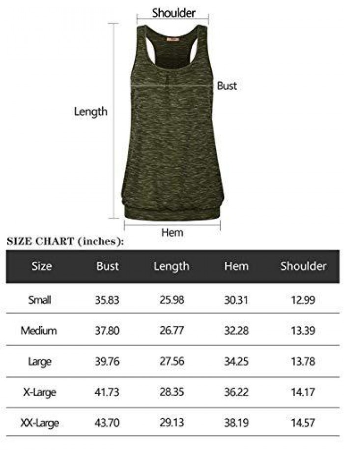 Womens Sleeveless Round Neck Loose Fit Racerback Yoga Tank Top 