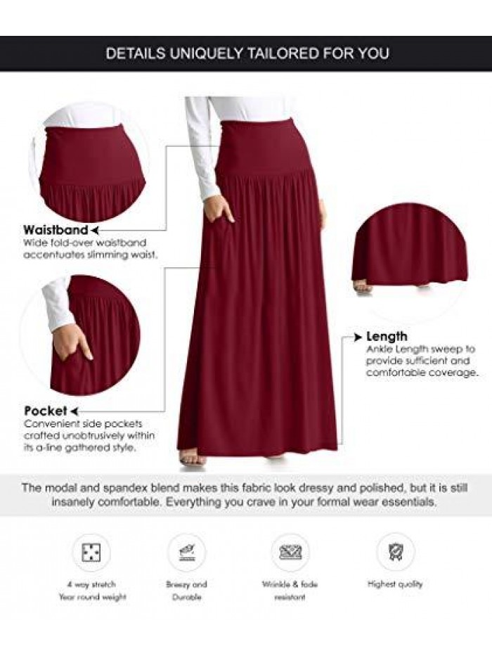 and Plus Size Maxi Skirts for Women Long Length Skirts with Pockets Beach SwimCoverup,Night Out,Casual Office,Party 