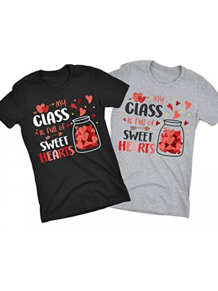 Teacher Gifts, My Class Full of Sweet Hearts Valentine's Day Teacher T-Shirt, 100 Days of School Shirt Teacher, Teacher Gifts for Women, Teacher Valentines Day Shirt 