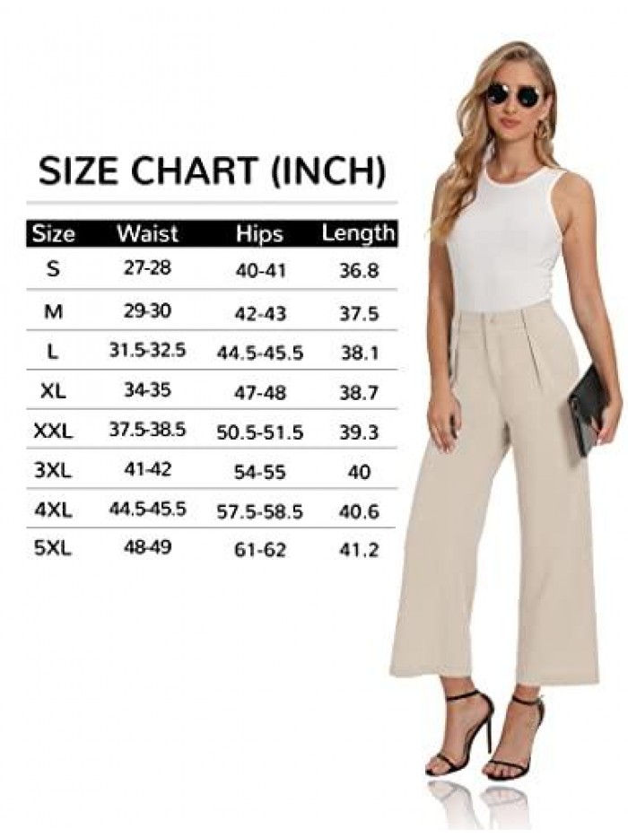 Women High Waist Casual Wide Leg Long Palazzo Pants Trousers Comfy Work Pants 