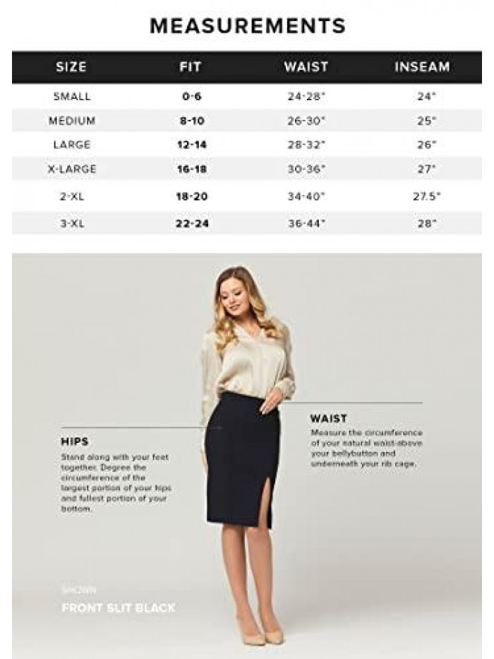 Women’s Pencil Skirt - Elastic Waist - Stretch Bodycon Midi Skirt - Many Colors 